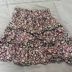 Wild Fable Floral Mini Skirt - Pink, Yellow, White on Black
